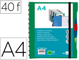 [JC36] CARPETA LIDERPAPEL A4 CON 40 FUNDAS INTERCAMBIABLES 5 SEP SOBRE Y GOMILLA PORTADA Y LOMO PERSONALIZABLE VERDE