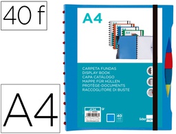 [JC34] CARPETA LIDERPAPEL A4 CON 40 FUNDAS INTERCAMBIABLES 5 SEP SOBRE Y GOMILLA PORTADA Y LOMO PERSONALIZABLE AZUL