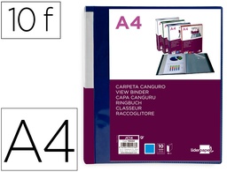 [JC14] CARPETA LIDERPAPEL 10 FUNDAS CANGURO PP DIN A4 AZUL TRANSLUCIDO PORTADA Y LOMO PERSONALIZABLE