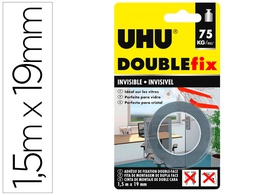 [44868] CINTA ADHESIVA UHU DOUBLEFIX INVISIBLE DOBLE CARA EXTRA FUERTE 1,5 M X 19 MM