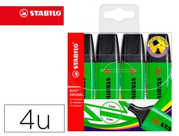 [70/4-33] ROTULADOR STABILO BOSS FLUORESCENTE 70 VERDE ESTUCHE DE 4 UNIDADES