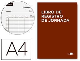 [LV05] LIBRO LIDERPAPEL REGISTRO DE JORNADA EMPLEADOS 2021 DIN A4 10 EMPLEADOS MES PAGINA PAPEL BLANCO 90 GR